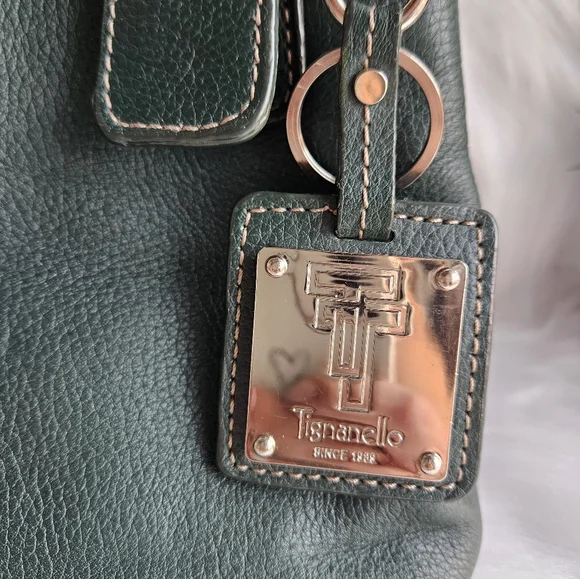 Tignanello Hunter Green Leather Satchel Bag – Silver Hardware – Classic Style - Picture 2 of 16
